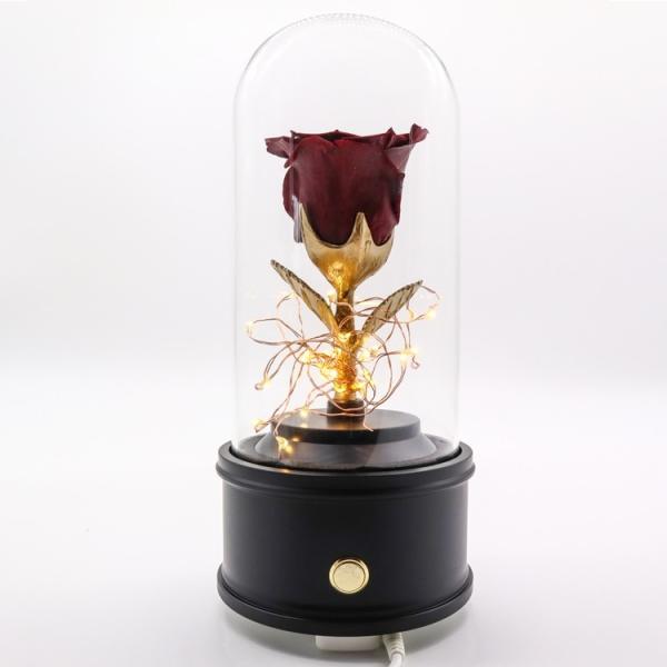 Buy Eternal Handmade Design Preserved Rose Glass Dome With Bluetooth Speaker at wholesale prices