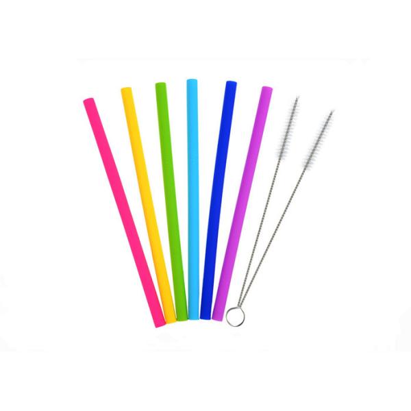 Buy Eco Friendly Folding Silicone Reusable Drinking Straws With Cleaning Brushes at wholesale prices