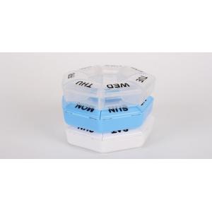 One week 7 compartments round shaped plastic pill organizer, Travel plastic pill