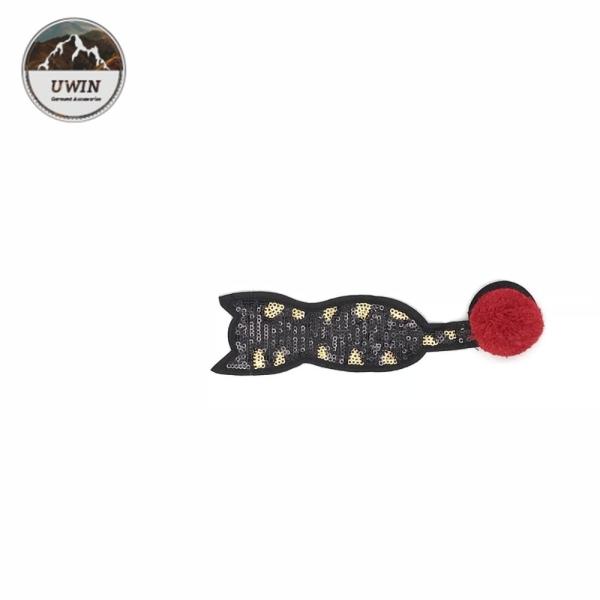 Buy Small Cute Cat Custom Chenille Patches Eco Friendly Black Color With Various Material at wholesale prices