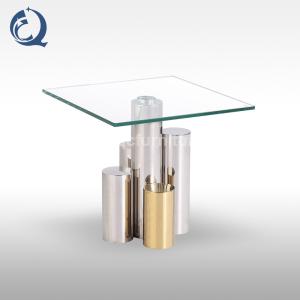 Modern SS Coffee Table Silver Gold With 12mm Clear Tempered Glass