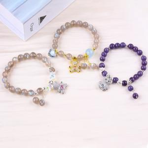 Labradorite / Amethyst Natural Gemstone Bracelet Reduce Negative Energy