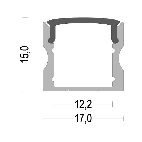 Regular led aluminum profile with Black PC Cover for LED Strip Aluminium Profile