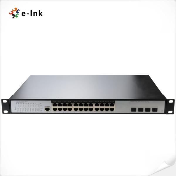 24 Port 10/100/1000BASE-T 802.3at PoE + 4 Port 10G SFP+ L3 Managed Switch