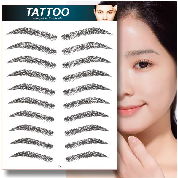 Custom 6D Waterproof Immerse-in-Water Embroidery Temporary Fashionable Natural Simulation Eyebrow Tattoo Stickers Paper for Face