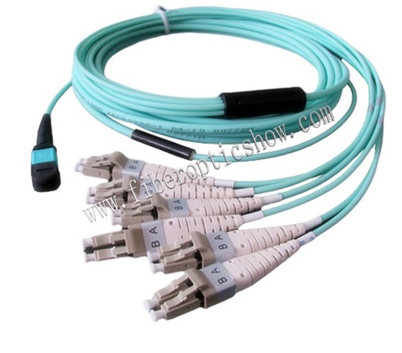 Fiber Optic 24 Strands MPO to LC Breakout OM3 Multimode Patch Cables