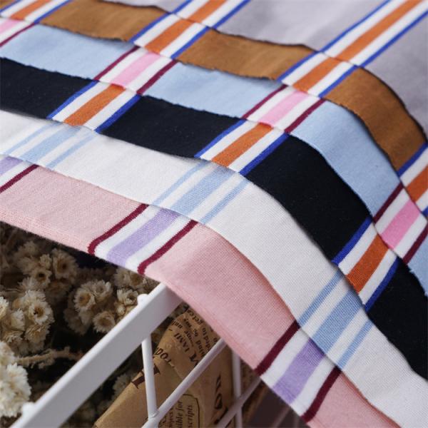 Multi-Colored And Fashionable Cotton Feel Striped Knit Fabric For T-Shirt