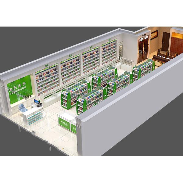 Retail Metal Drugstore Pharmacy Gondola Shelving Eye Catching 1-7 Layers