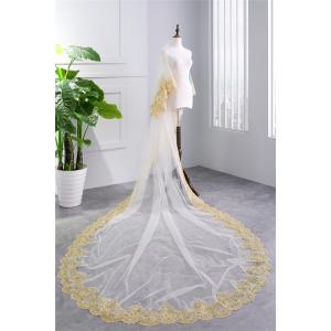 Quality New Styles Customized Two Layers Appliqued Lace 3.5m*1.8m Tulle Bridal Wedding White Veil With Hair Comb for sale