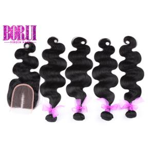 3/4 Bundles Malaysian Body Wave Bundles , Malaysian Water Wave With Closure