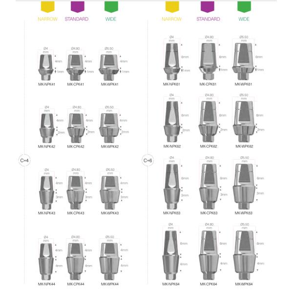 MIS Seven® Titanium Straight Cemented Abutment Compatible NP 3.5mm/ RP 4.5mm