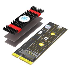 China NGFF(M.2)  Nvme M Key SSD To PCI- E 1X Adapter With Heatsink vertical Installation on sale
