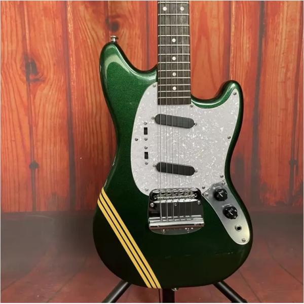 Custom Fender Mustang Style Electric Guitar Metallic Green S-S Pickups Chrome Hardware