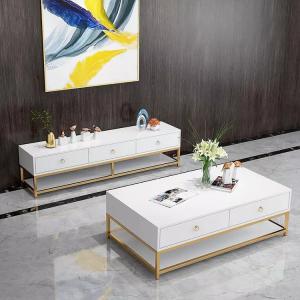 Modern Luxury Metal Frame TV Cabinet Multifunctional White Television Stan