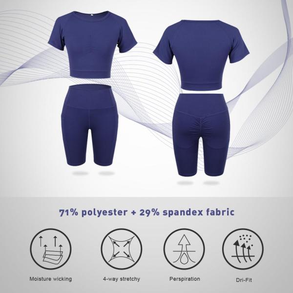 Women's Seamless Yoga Set Running Shirts and Shorts Sets for Fitness Gym Crop Tops