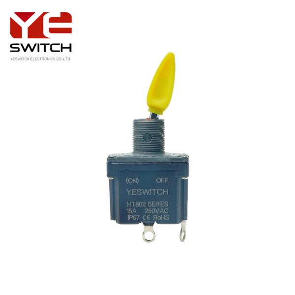 Yellow Booted Handle IP68 Rating Industrial Toggle Switch For Heavy Duty Equipment