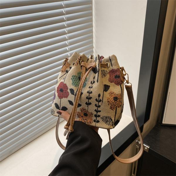 NEW CHINESE NATIONAL WIND ARMPIT BUCKET BAG SIMPLE FASHION TREND SUMMER NEW LINEN STYLE HIGH-GRADE SENSE SINGLE SHOULDER
