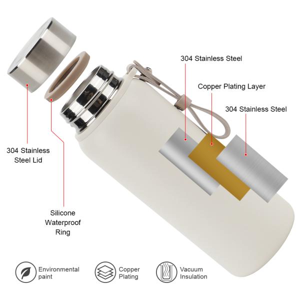 380ml Vacuum Insulated Stainless Steel Double Walled Tumbler Travel Cup Thermo Mug with Rope