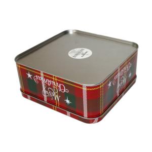 Christmas Empty Gift Tins Holiday Metal Tin Box with Window Square Cookie Tins