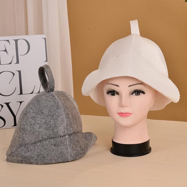 Buy White Wool Felt Sauna Hat Cap for Russian Banya Sauna Hut With Hang Loop Supply at wholesale prices