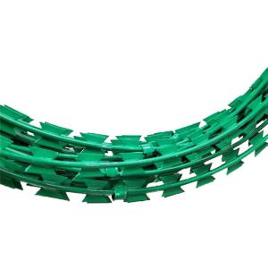 Green Pvc Coated 2.5mm Barbed Razor Wire Fencing Security