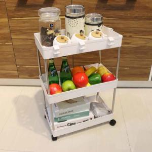 Folding Waterproof Kitchen Storage Trolley , Multifunction Rolling Cart