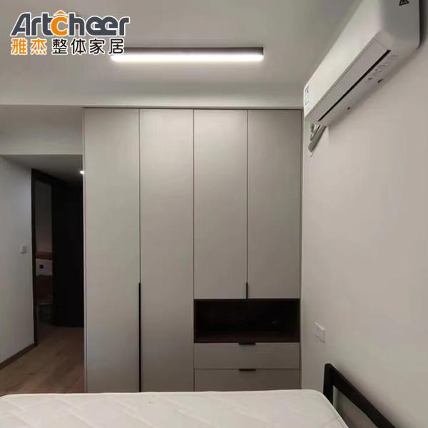 Villa Modern Sliding Alimirah Wooden Glass Combination Wardrobe Clothes
