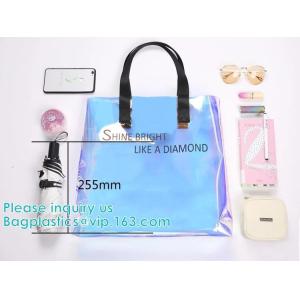 Reflective laser PU leather bag, Iridescent Tote, Fashion Holographic Handbag,