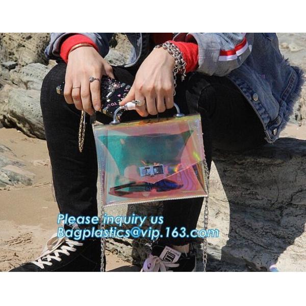 Translucent color fashion PVC handbag, ladies shoulder bag pu/pvc Women Handbags, Womens Clear Tote Bags for Shoulder Cl