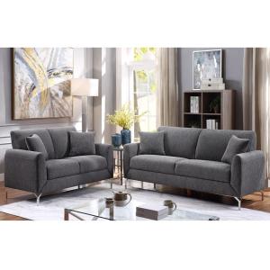 Quality 3 Piece Sofa set with Pillows, Gray Linen for sale