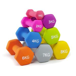 Colored Neoprene Steel Hex Coated Dumbbell Barbell Sets