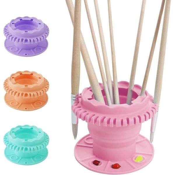 Buy Paint Brush Cleaner - Foldable Silicone Paint Brush Cleaner Rinse Cup With Palette And 40 Brush Storage Holder For Classroom Studio Outdoor Painting at wholesale prices