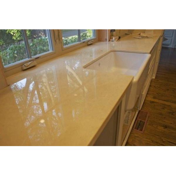 Rectangle Crema Marble Marfil Stone Slab Countertop For Laundry Room