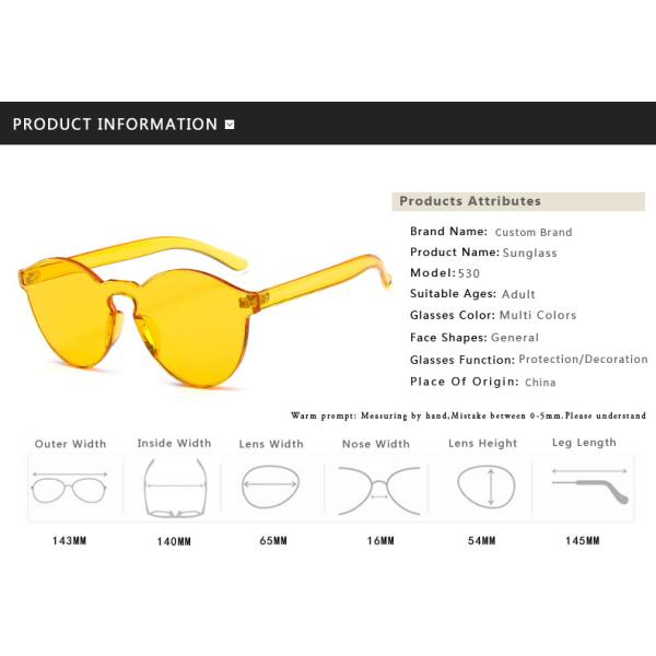 Colorful One Piece Lens Transparent Round Retro Hot Sale Sunglasses