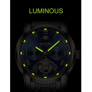 KINYUED stainless steel waterproof automatic mechanical watch luminous mens