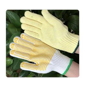 7 Gauge Yellow Car Driving Cotton Knitted Hand Gloves With Dots On Palm