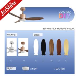 52-Inch Decorative Ceiling Fan with Light Rose Gold Finish for Luxurious Spaces