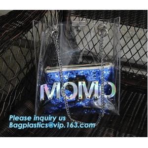luxury handbag women chain shoulder bag clear PVC plastic tote bag, Tote Bag