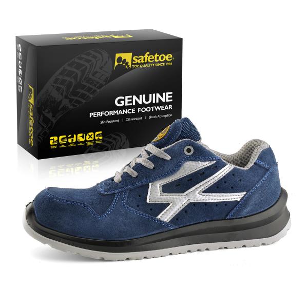 Breathable Cow Suede Construction Safety Shoes SAFETOE Men Chemical Resistant
