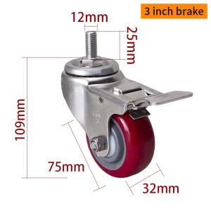 EDL 3Inch Stainless Steel Threaded Caster Loading 150Kg With TPU Wheel S543S-85