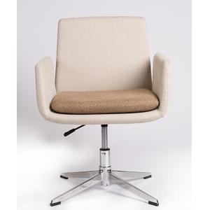 Safety Item Adjustable Executive Office Chair , Fabric White Swivel Chair