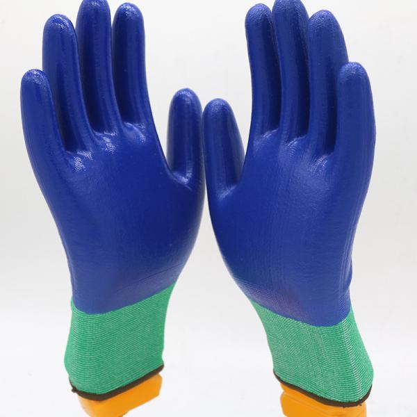 Buy ZM 13 Gauge Polyester Liner With Smooth Nitrile Fully Dipped Glove For Wet And Oily Conditions Glove Waterproof at wholesale prices