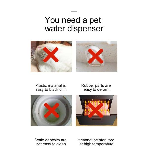 Square 2.2l Stainless Steel Automatic Pet Water Dispenser Clean Water and Circulation