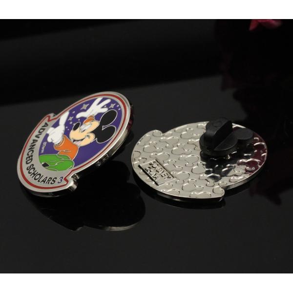 Customized zinc alloy brooch pin enterprise logo emblem staff cloisonne blue cartoon badge