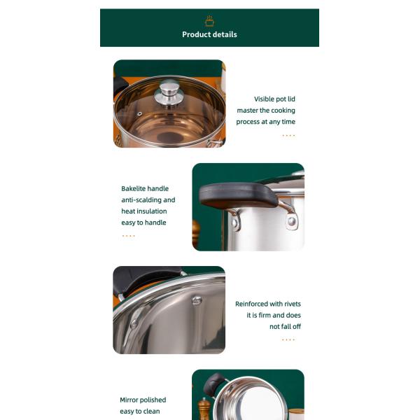 Wholesale Top Seller Double Bottom Induction Stew Pot Shabu Pot Stainless Steel Cooking Stock Soup Pot