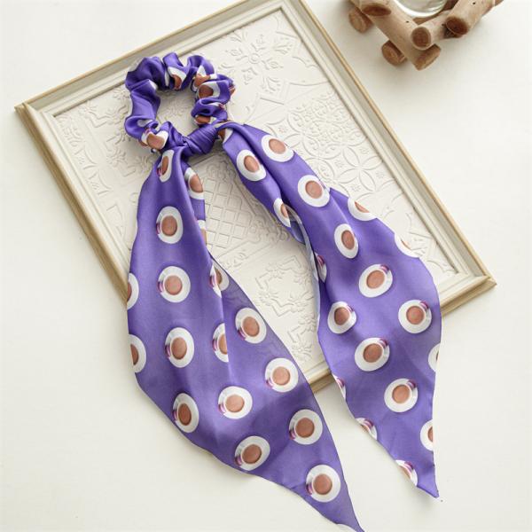 Periwinkle blue ribbon Spring headbands scrunchies lady girls satin Headpiece Printed headstring hair accessories