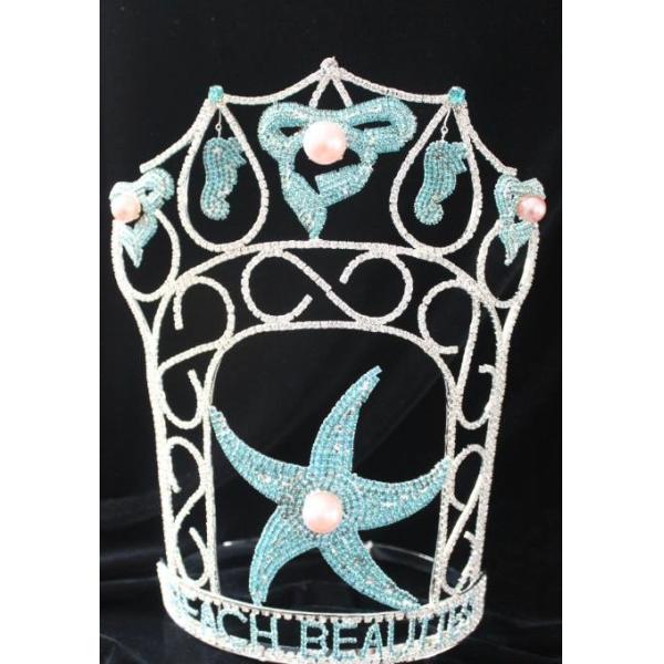 Buy Starfish crowns summber pageant crowns and tiaras wholesale rhinestone crowns tiaras crystal custom crowns in china yiwu at wholesale prices