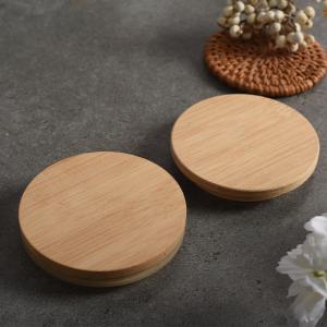 Regular Mouth Mason Jar 70mm Bamboo Jar Lids With Straw Hole Reusable Jar Lids