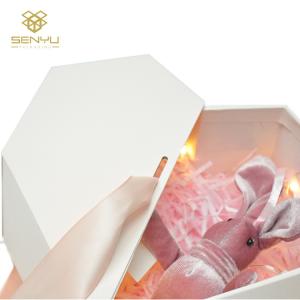 Heart Shape Half Opening Paper Gift Box With Flowers And Gifts Happy Valentiday