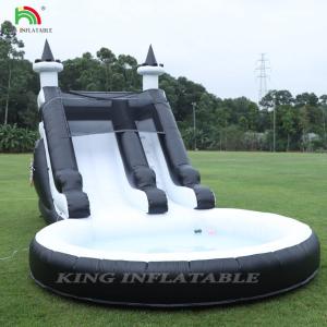 Black And White Commercial Inflatable Water Slide With Pool Water Slides